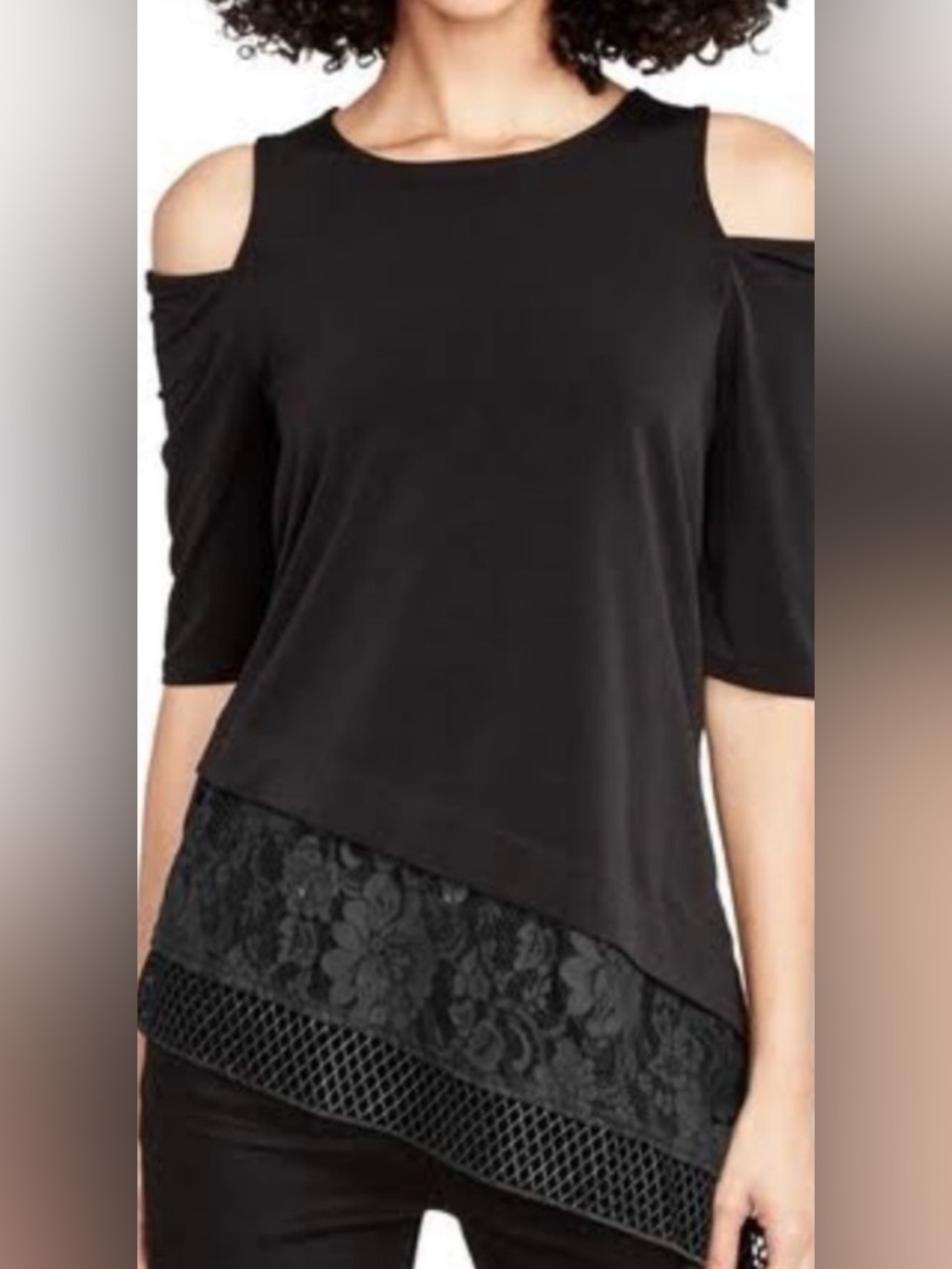RACHEL Rachel Roy Black Cold Shoulder Top Size XXL